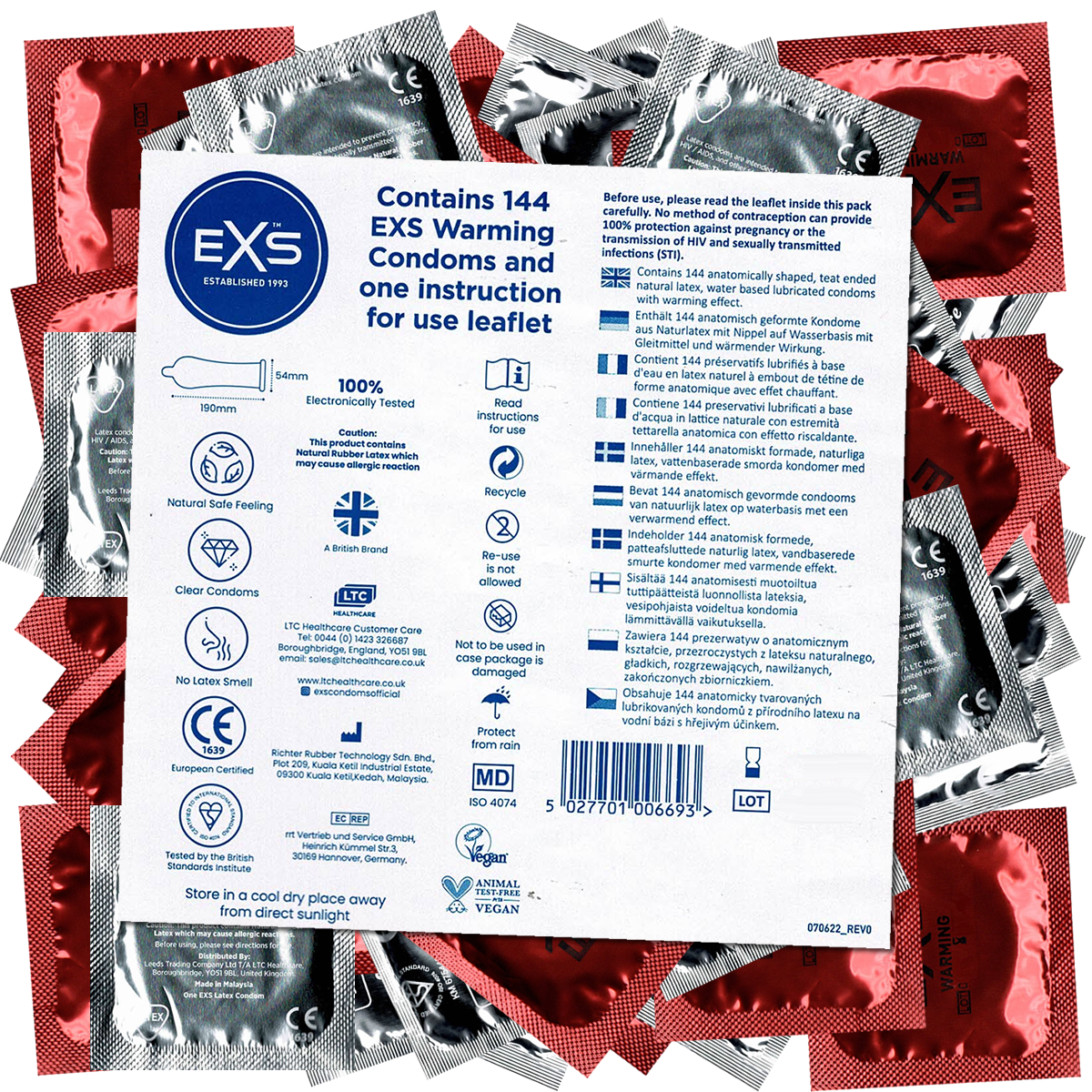 EXS «Warming» 144 stimulating hot condoms, bulk pack