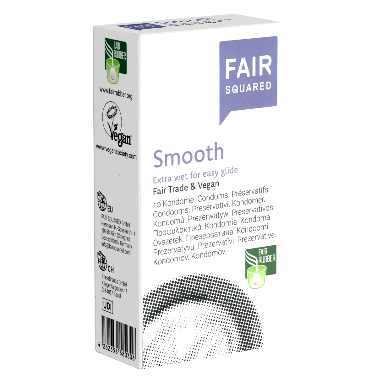 Fair Squared «Smooth» 10 vegane und extra feuchte Kondome