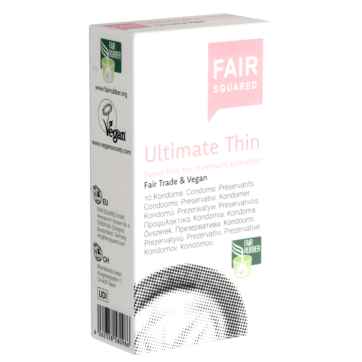 Fair Squared «Ultimate Thin» 10 extra-thin lubricated latex condoms