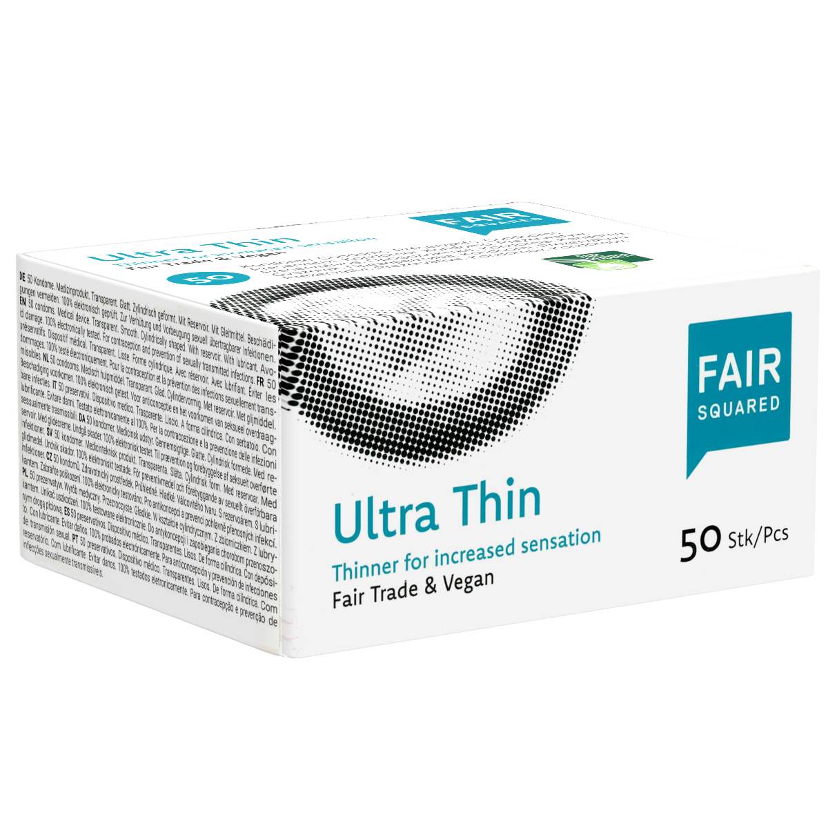 FAIR SQUARED «Ultra Thin» 50 vegan latex condoms 54 mm thin and lubricated