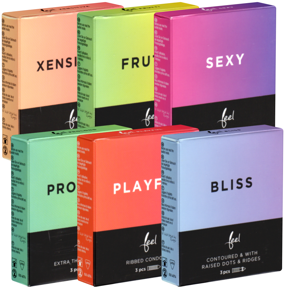 Feel «Sixpack» 6x3 verschiedene Kondome im Testpaket zum Probieren und Genießen