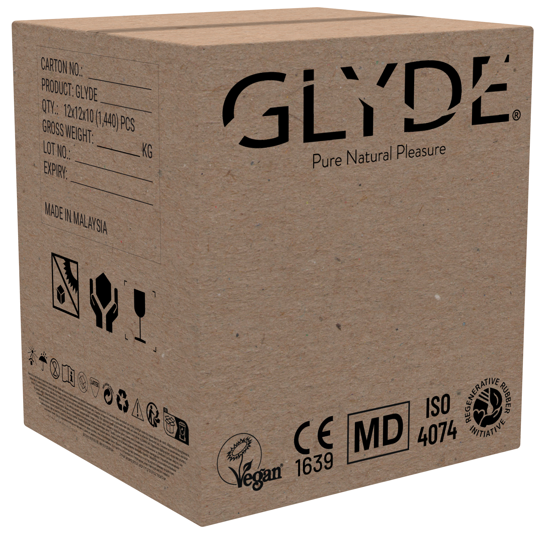 GLYDE «Maxi» Karton, 12 x 12 x 10 große Kondome