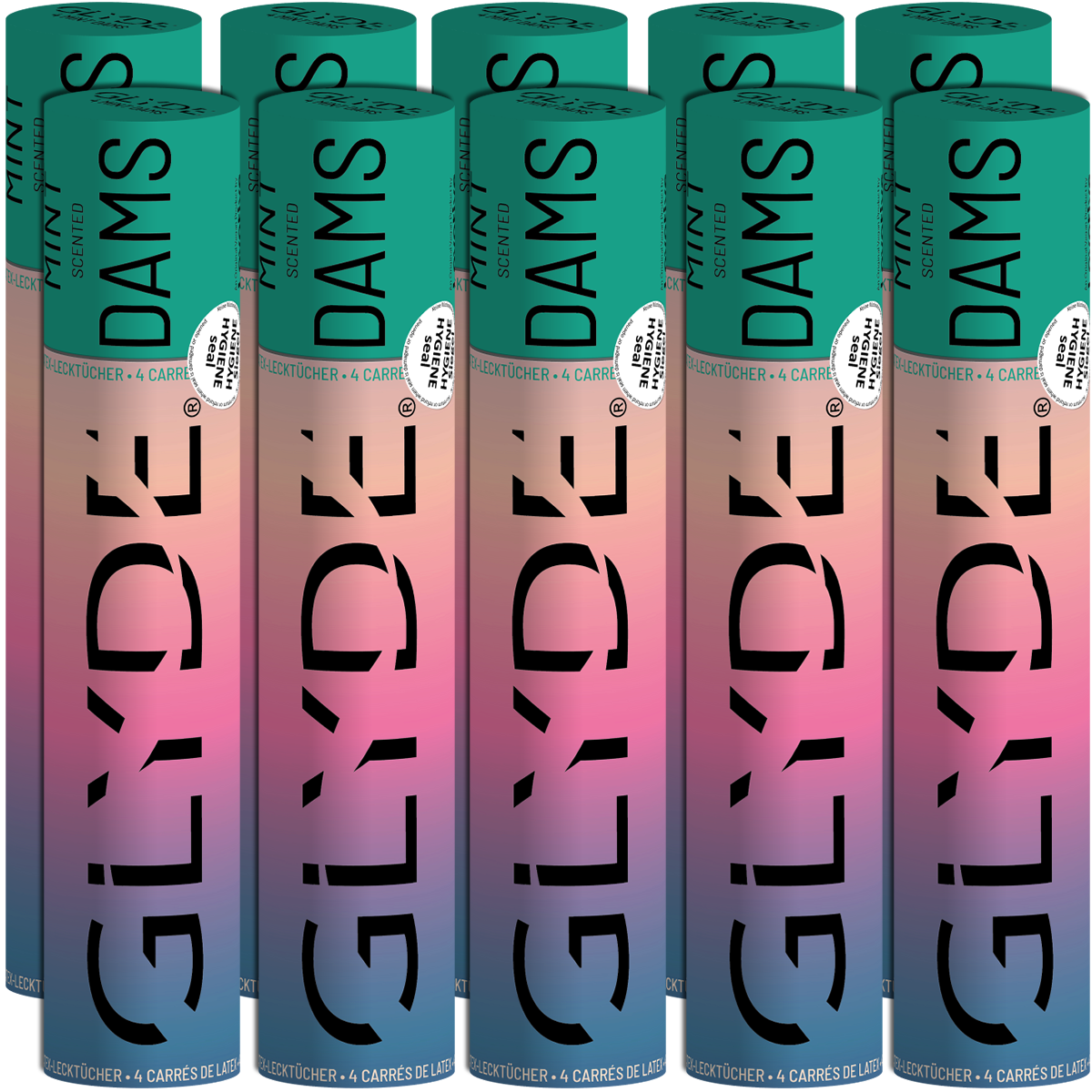 Glyde Dams Retail-Unit: Green/Mint, 10x4 latex sheets