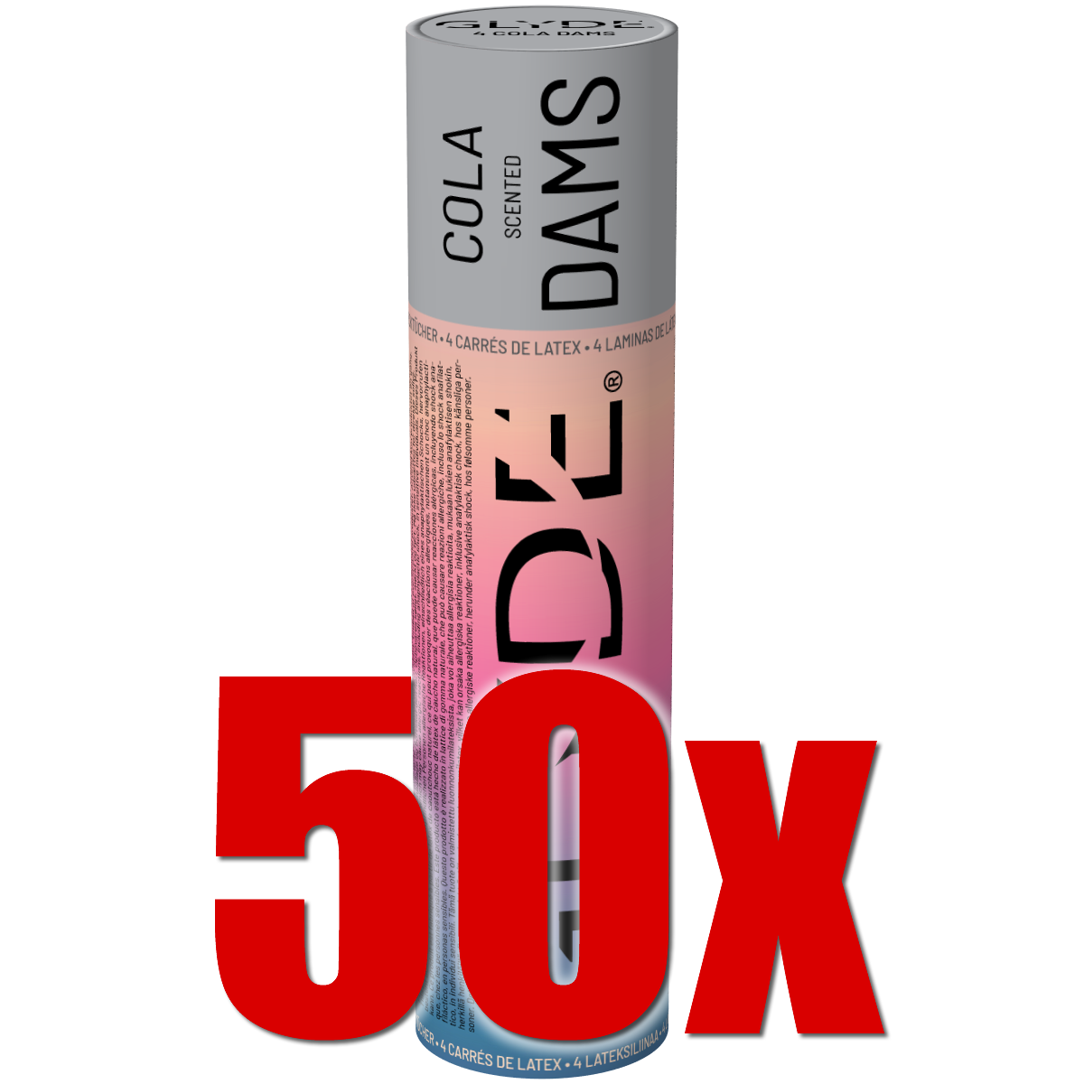 Glyde Dams Retail Carton «Cola» 50x4 dental dams with cola flavour