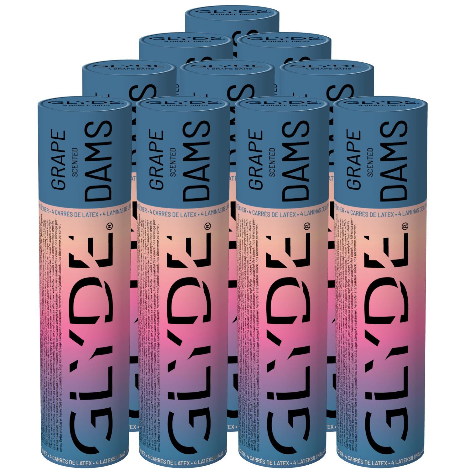 Glyde Dams Unit «Grape» 10x4 dental dams made from natural rubber latex with grape flavour