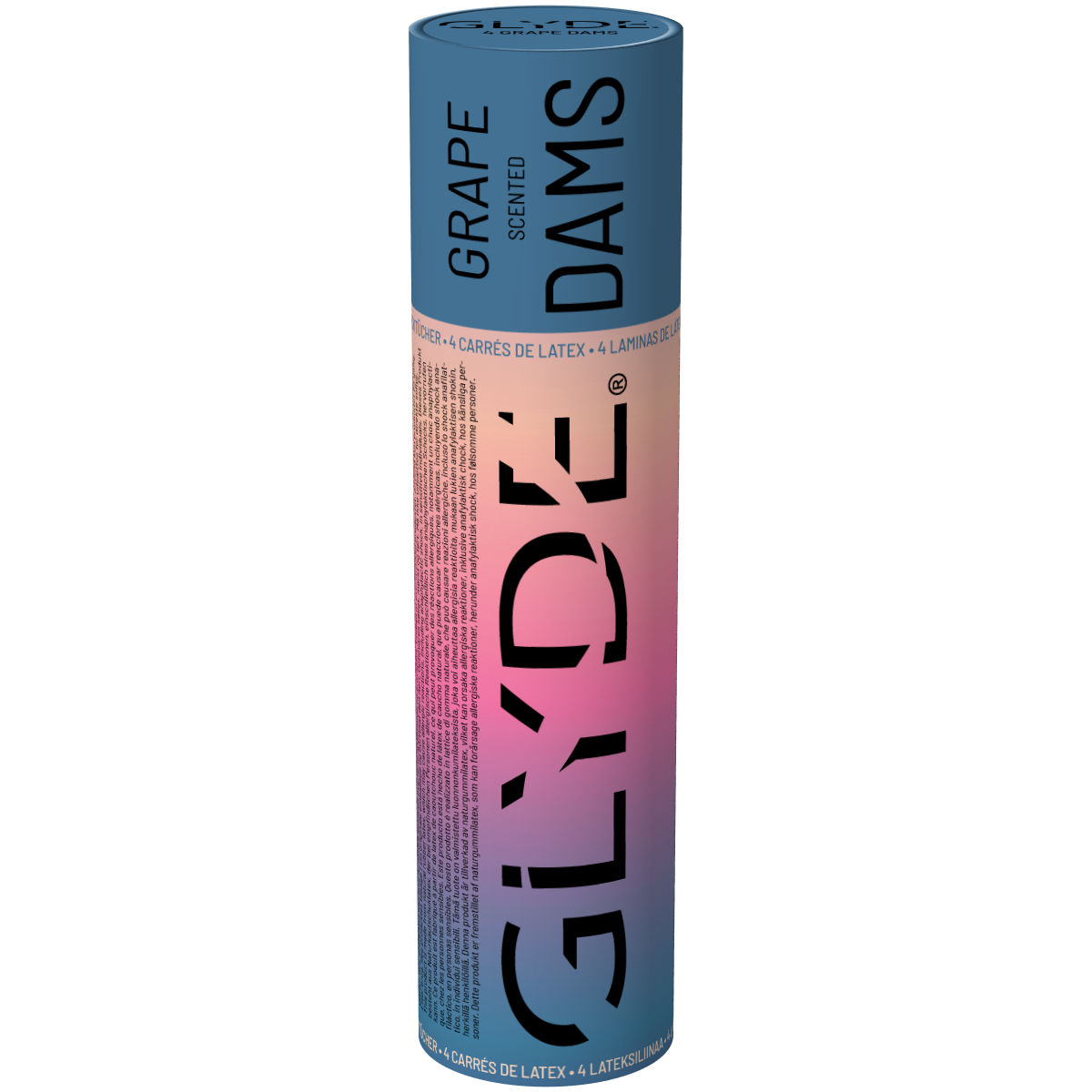 Glyde Dams «Grape» 4 dental dams made from natural rubber latex with grape scent