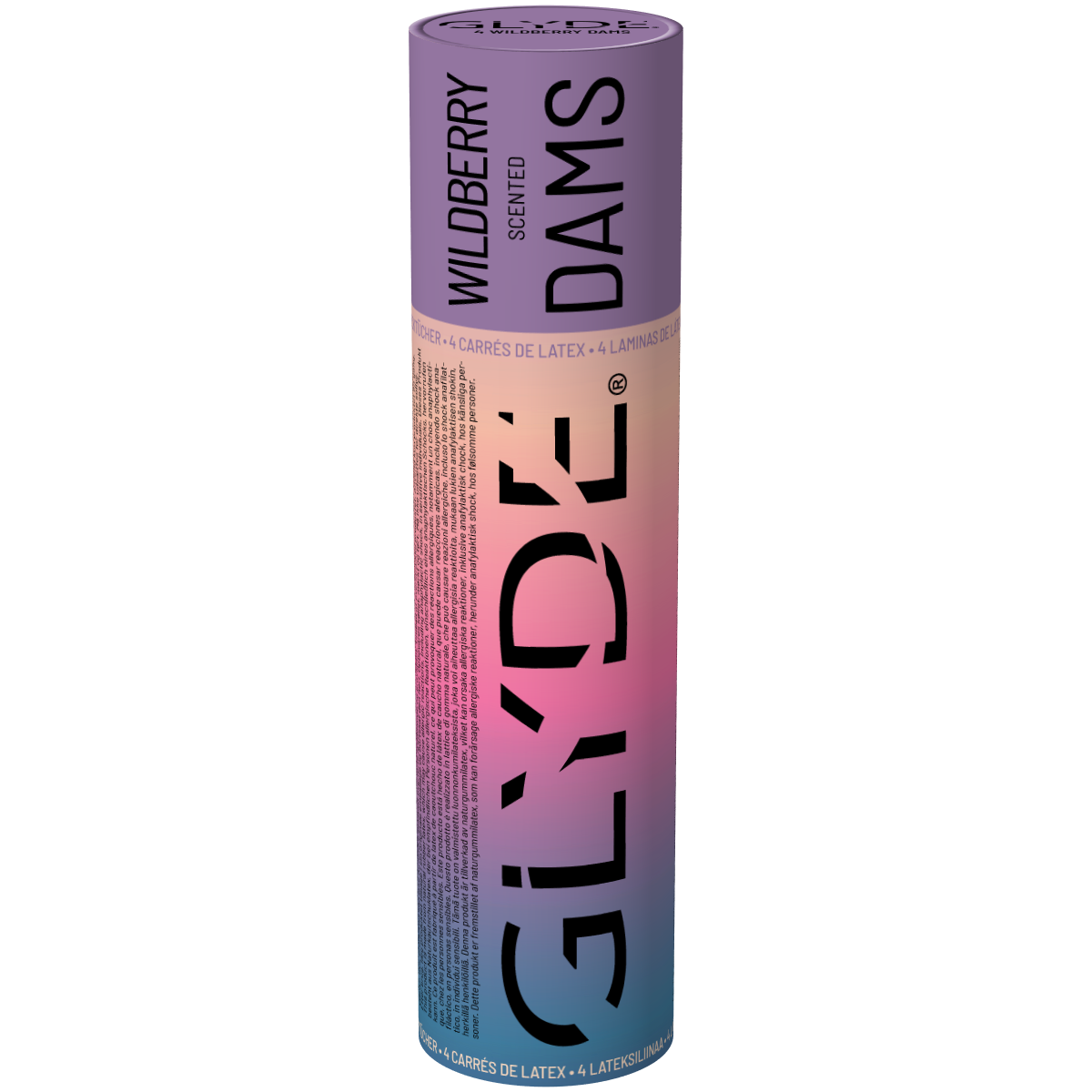 Glyde Dams «Wildberry» 4 purple latex barrier sheets with wild berry scent