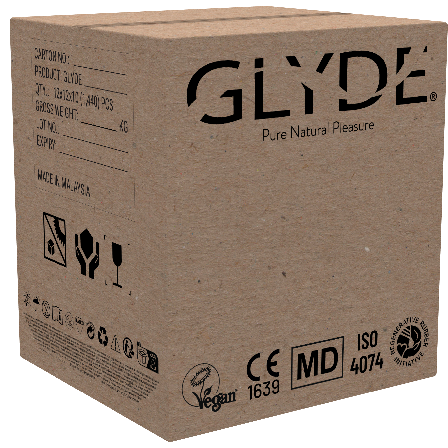 GLYDE «Slimfit» Karton, 12 x 12 x 10 schmale Kondome