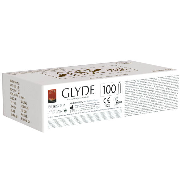 Glyde Ultra «Maxi» 100 large condoms, certified with the Vegan Flower, bulk pack