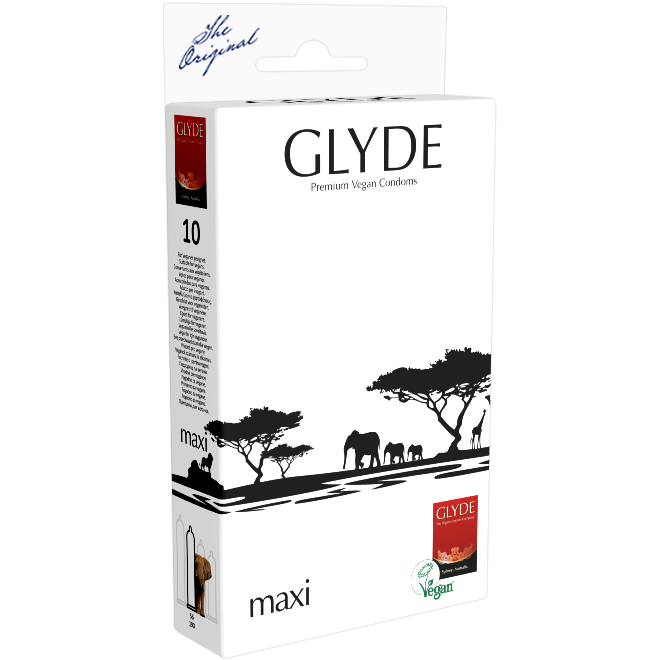 Glyde Ultra «Maxi» 10 große Kondome, zertifiziert mit der Vegan-Blume