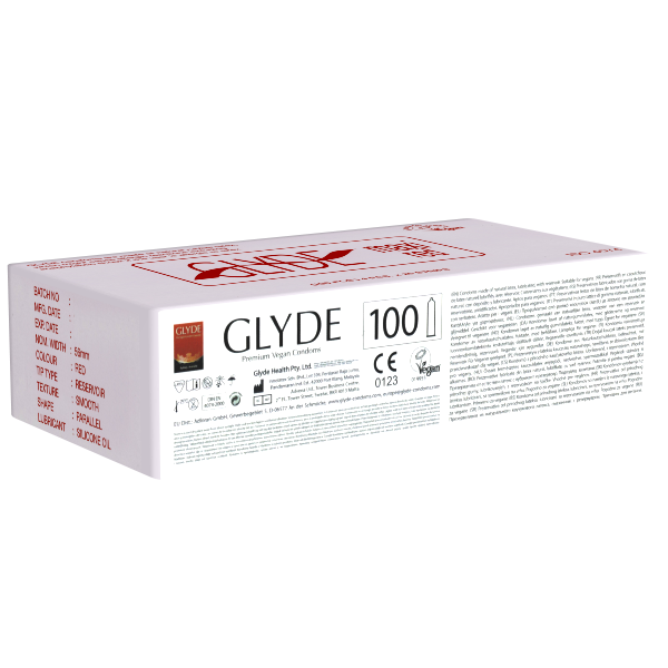 Glyde Ultra «Maxi Red» 100 rote XL-Kondome, zertifiziert mit der Vegan-Blume