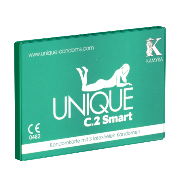 Kamyra «Unique C.2 Smart» Kondomkarte mit 3 latexfreien PRE-ERECTION-Kondomen