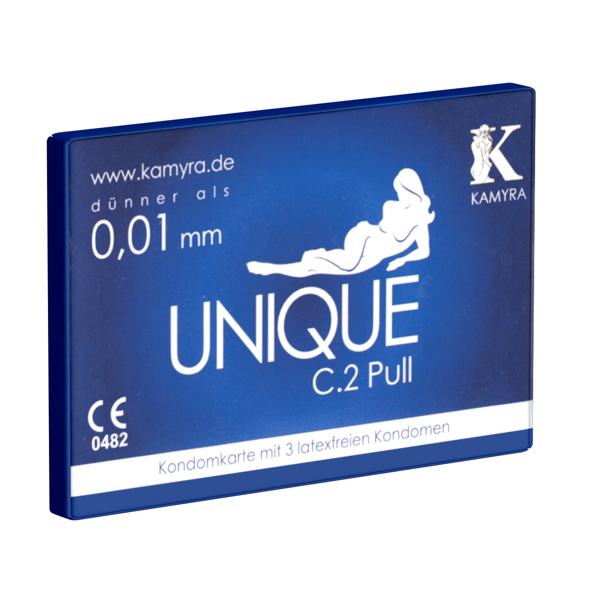 Kamyra «Unique C.2 Pull» condom card with 3 latex free condoms