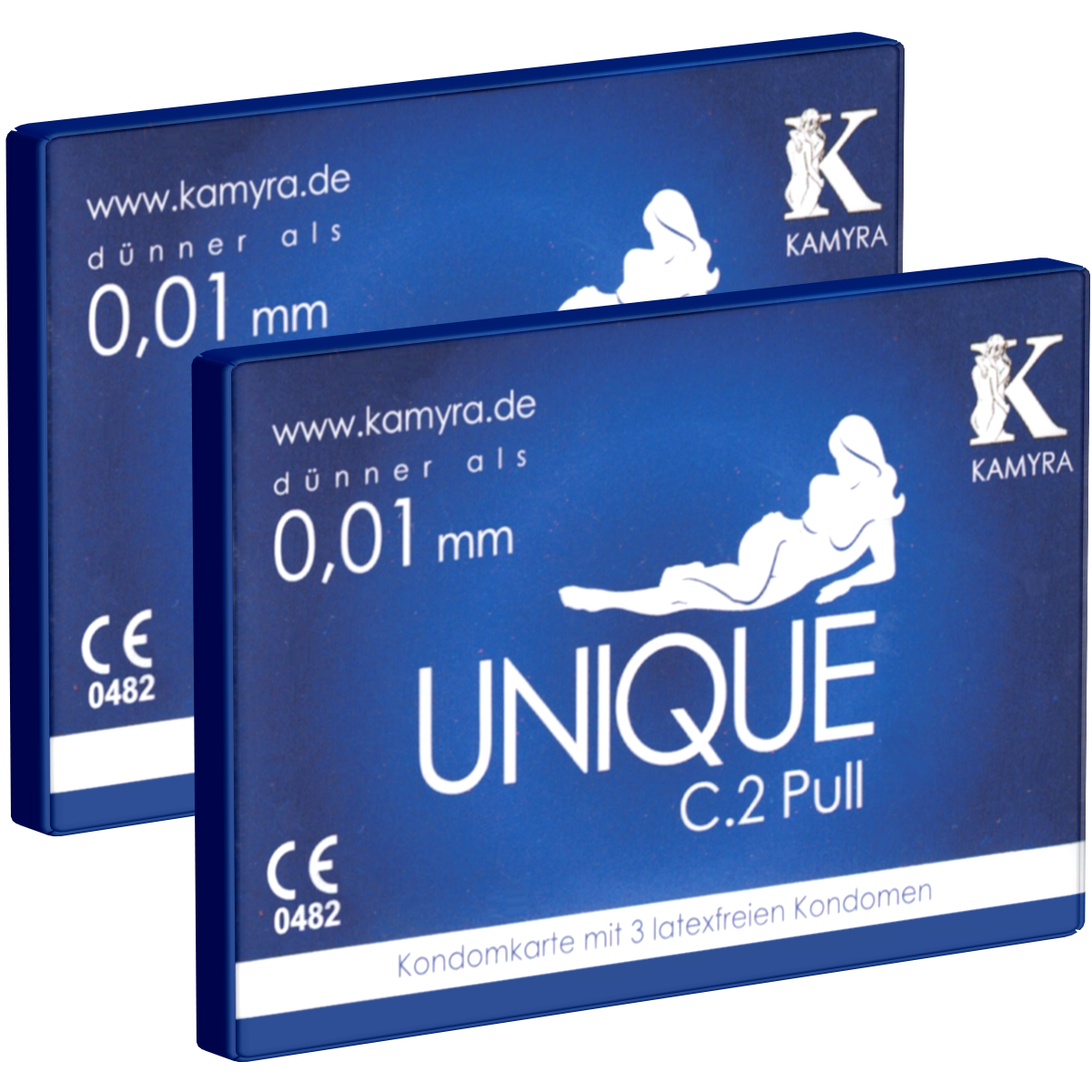 Kamyra «Unique C.2 Pull» Doppelpack - 2 Kondomkarten mit je 3 latexfreien Kondomen