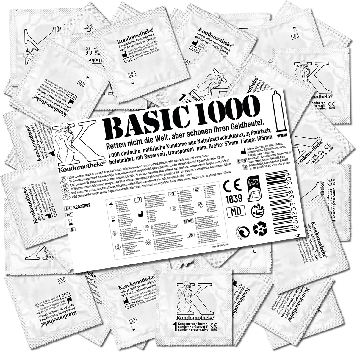 Kondomotheke «BASIC» 1000 feuchte Kondome ohne Extras - die preiswerten Kondome zum Super-Sparpreis!