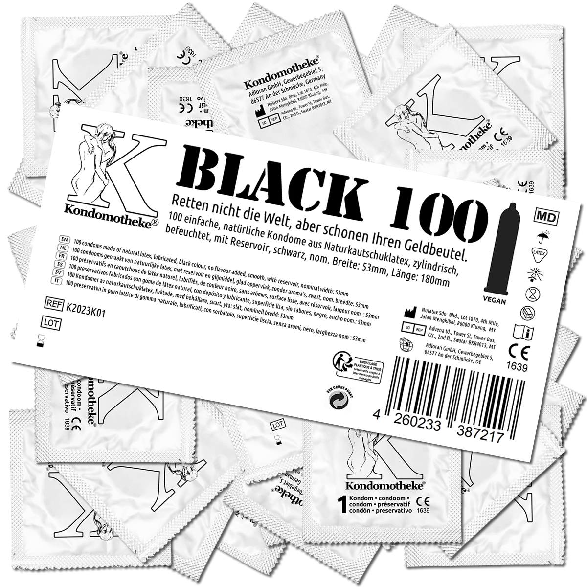 Kondomotheke «BLACK» 100 schwarze Kondome ohne Extras - die preiswerten Kondome zum Super-Sparpreis!