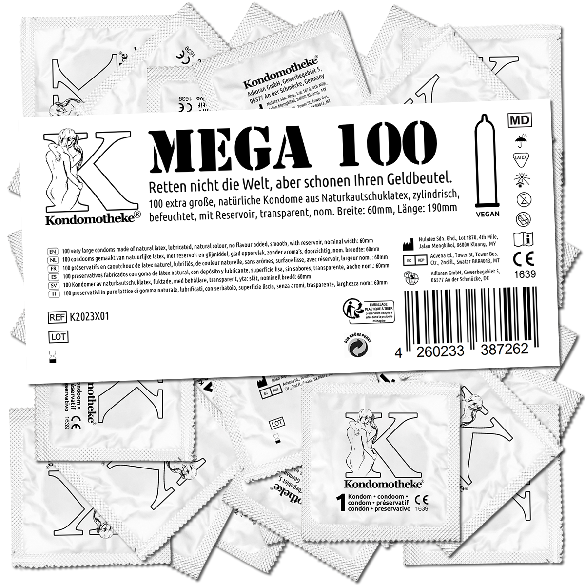Kondomotheke «MEGA» 100 extra große Kondome für den großen Penis - die preiswerten Kondome zum Super-Sparpreis!