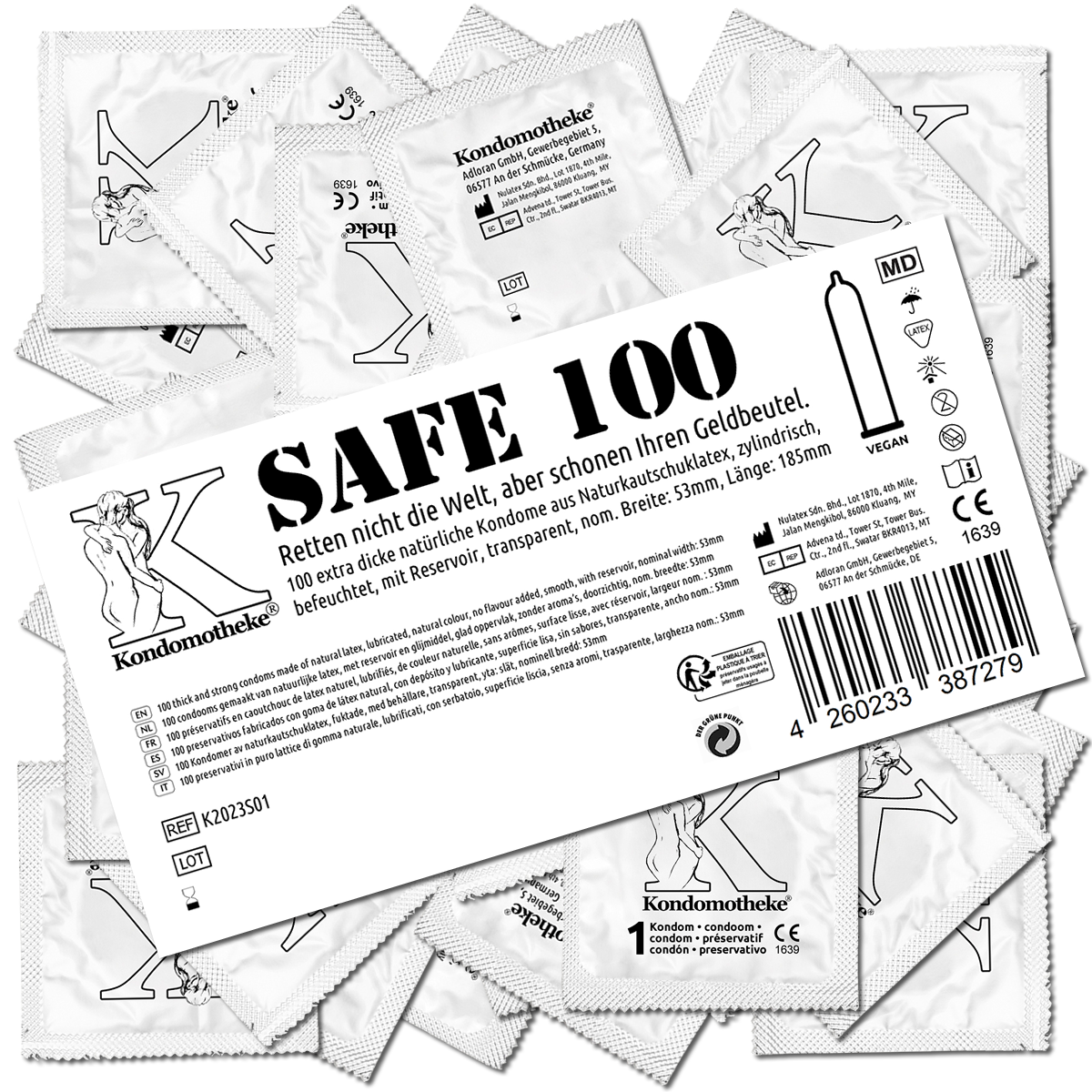 Kondomotheke «SAFE» 100 strapazierfähige Kondome mit dicker Wandstärke - die preiswerten Kondome zum Super-Sparpreis!