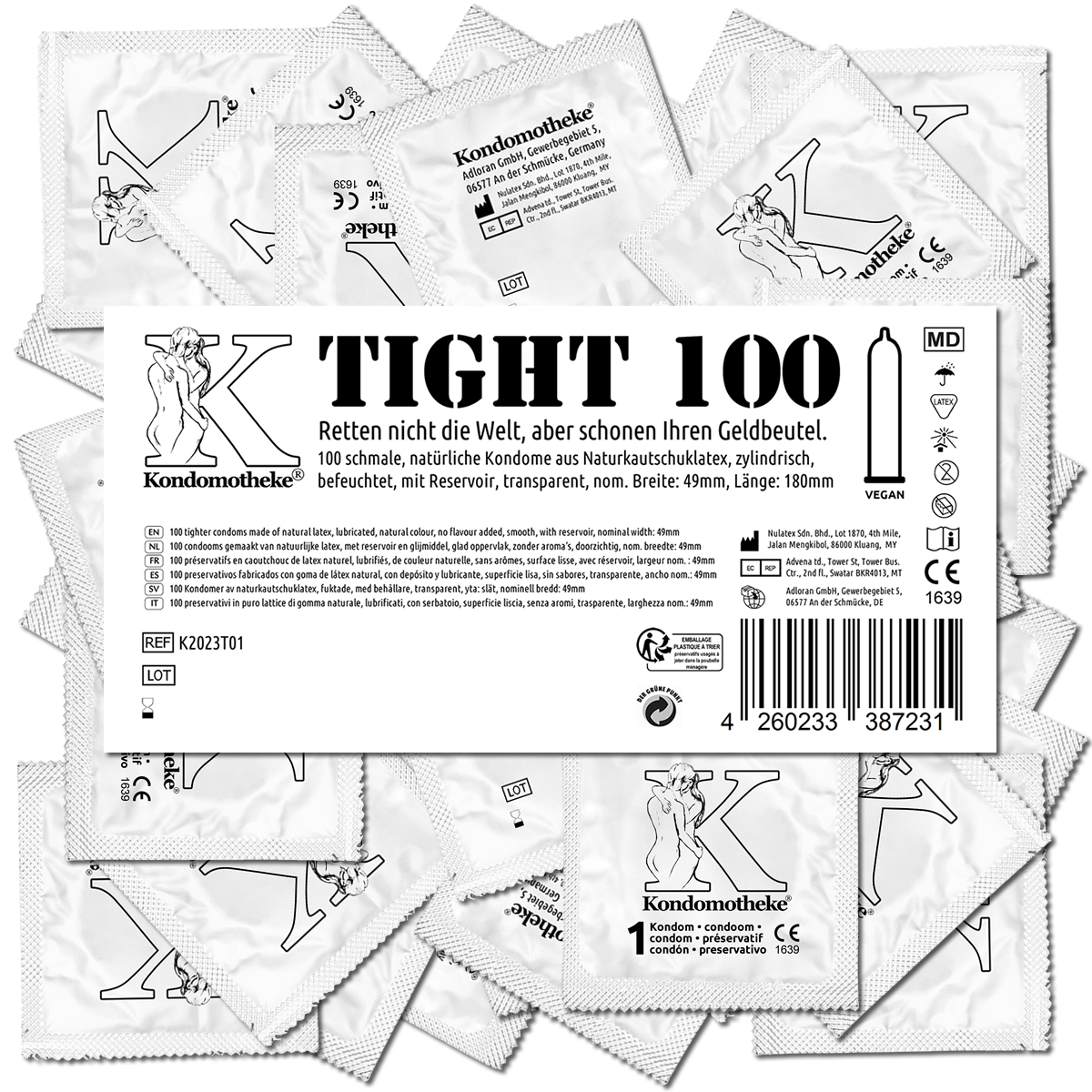 Kondomotheke «TIGHT» 100 tighter condoms for a close fit without slipping off- the inexpensive premium condoms 