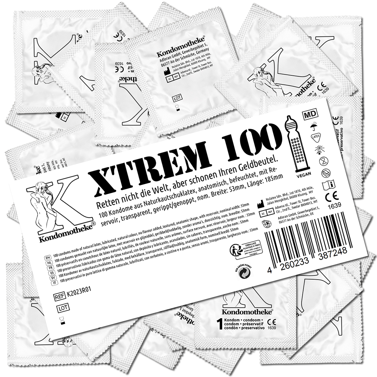 Kondomotheke «XTREM» 100 extremely stimulating 3-in-1 condoms - the inexpensive premium condoms 