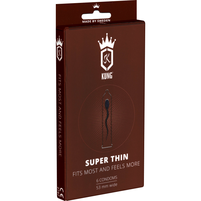 Kung «Super Thin» Fits Most and Feels More - 6 super thin condoms with 35% less wall thickness