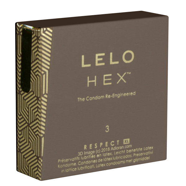 Lelo HEX™ «Respect XL» 3 large condoms with revolutionary hexagonal structure