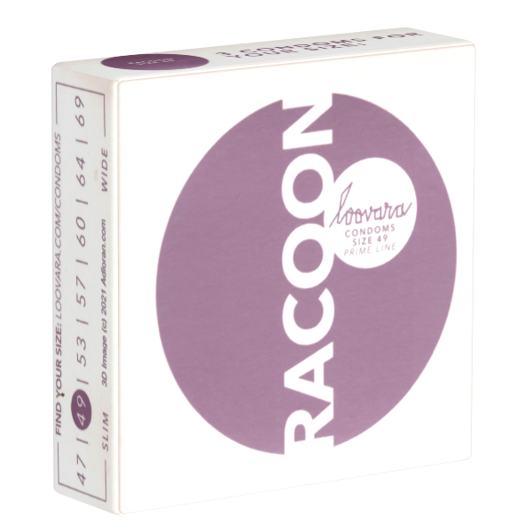 Loovara 49 «Racoon» 3 durable made-to-measure condoms made of fair trade latex