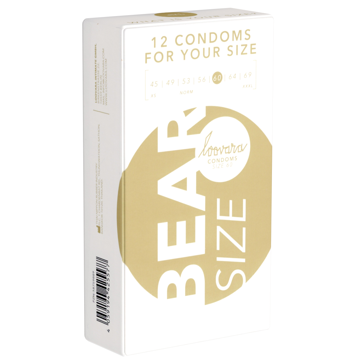 Loovara 60 «Bear» 12 durable made-to-measure condoms made of fair trade latex