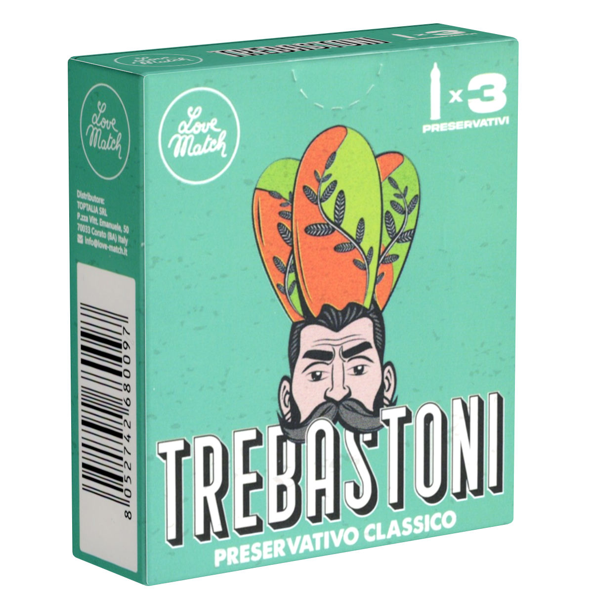 Love Match «Trebastoni» 3 klassische Kondome im Retro-Design
