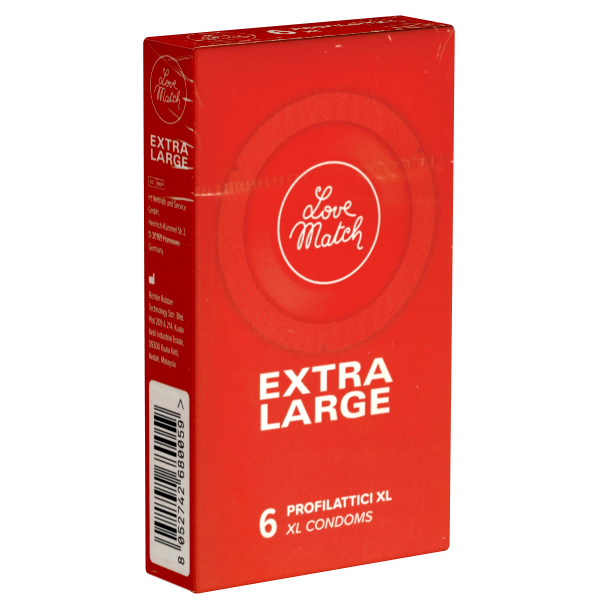Love Match «Extra Large» 6 extra wide condoms in circular foils