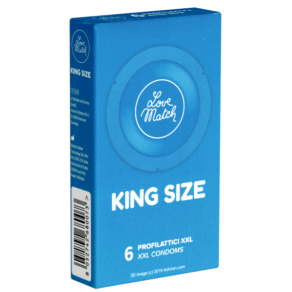 Love Match «King Size» 6 extra breite Kondome in Rundfolien