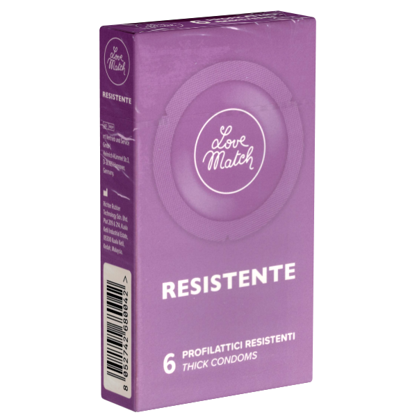 Love Match «Resistente» 6 verstärkte Kondome in Rundfolien