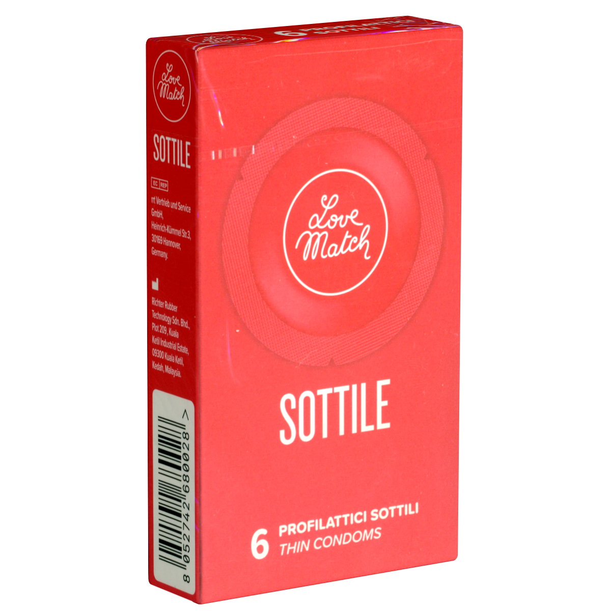 Love Match «Sottile» 6 fine condoms in circular foils