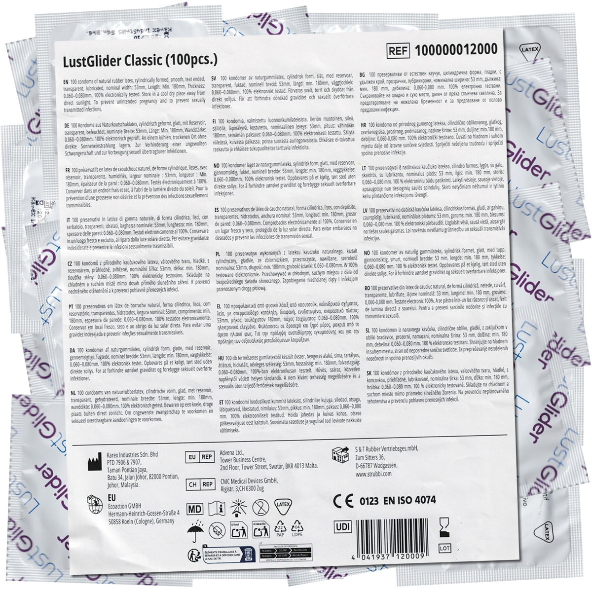 LustGlider «Classic» 100 transparente Kondome mit Gleitmittel