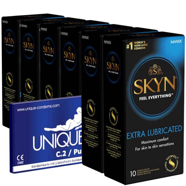 SKYN Extra Feucht: mehr Kondome, online und 60 Latexfreie + Gratis Kamyra (aus Kondomotheke® - der Kondome Gleitgel kaufen)