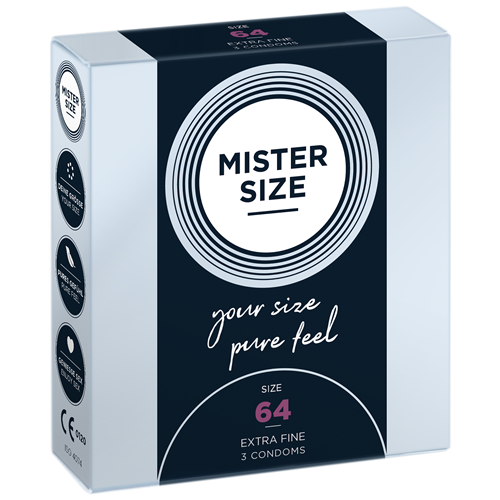 Mister Size «64» tough & comfortable - 3 individually sized condoms