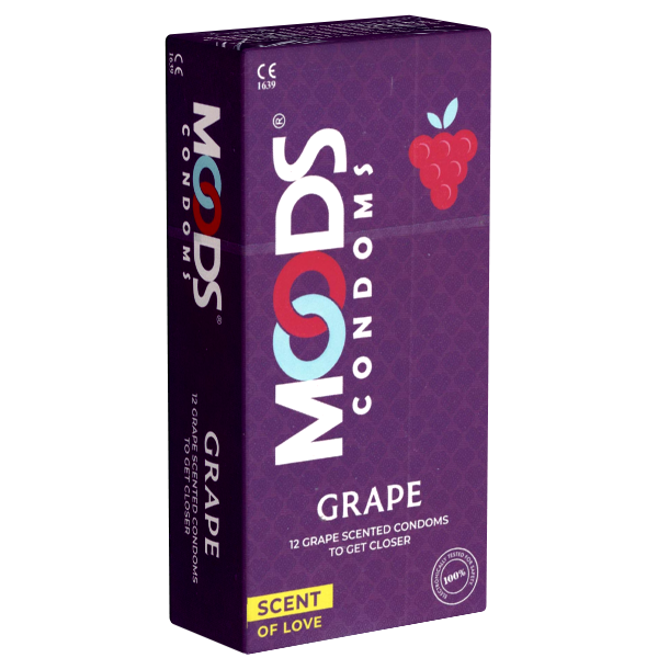 MOODS «Grape Condoms» 12 purple condoms with grape flavour for fruity pleasure