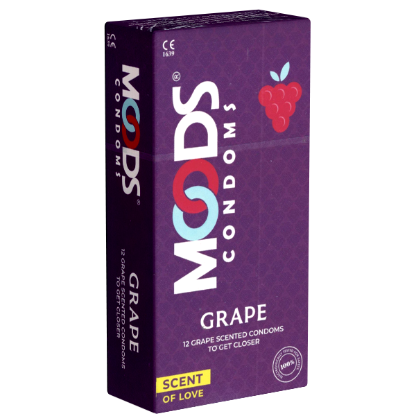 MOODS «Grape Condoms» 12 lila Kondome mit Trauben-Aroma  für fruchtiges Vergnügen