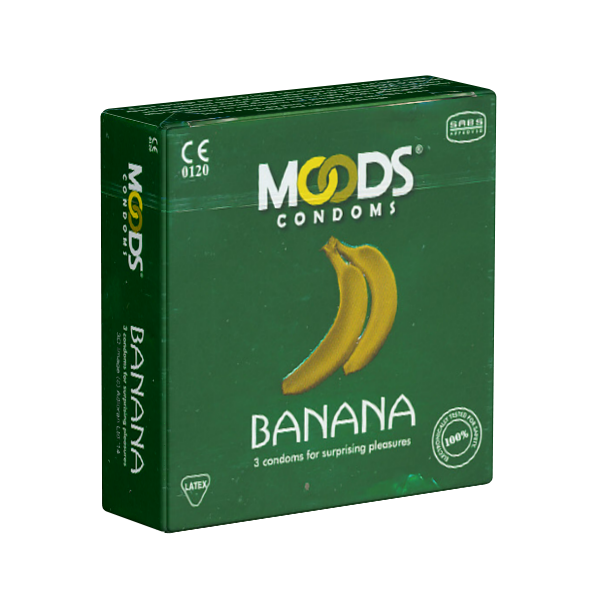 MOODS «Banana Condoms» 3 pink condoms with banana flavour for fruity pleasure