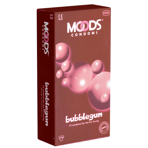 MOODS «Bubblegum Condoms» 12 condoms with bubblegum flavour for cheeky pleasure-lover