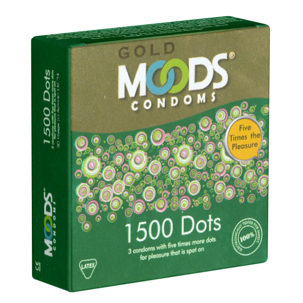 MOODS GOLD «1500 Dots Condoms» 3 prickelnde Kondome mit 1500 Noppen
