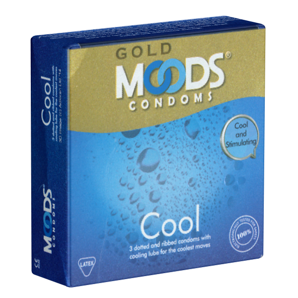 MOODS GOLD «Cool Condoms» 3 strukturierte Passform-Kondome mit Kühlbeschichtung