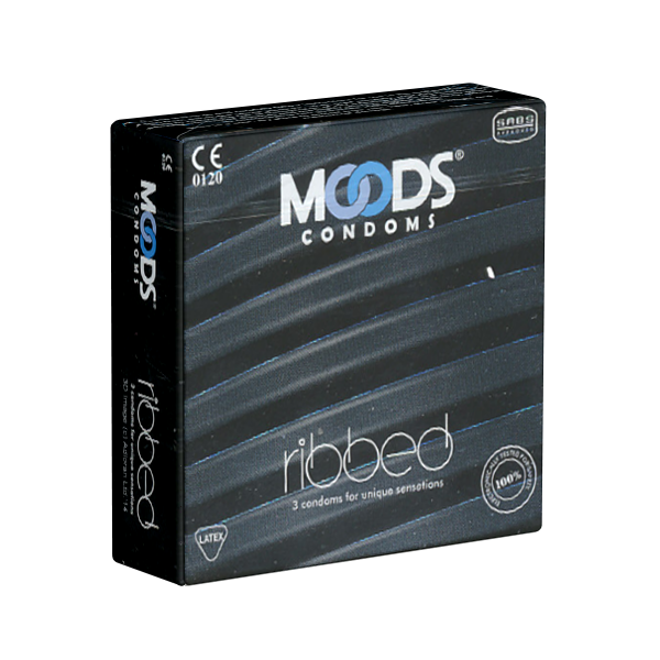 MOODS «Ribbed Condoms» 3 purple and ribbed condoms for unique pleasure