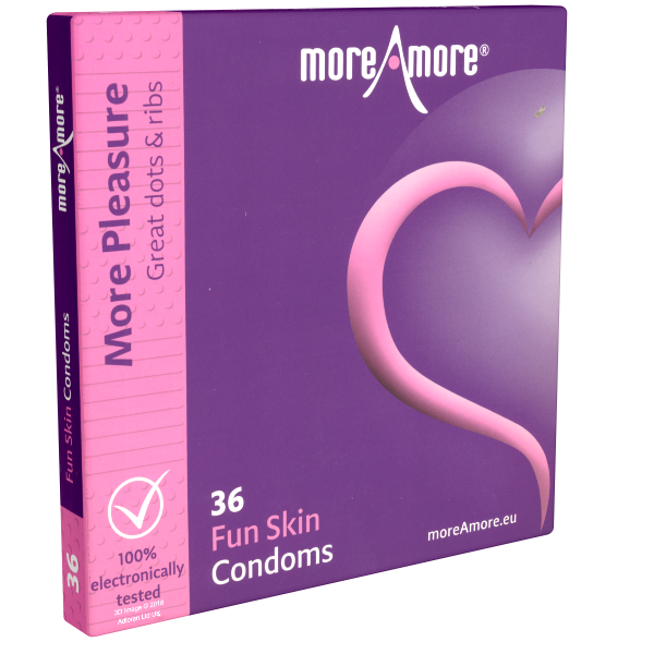 More Amore «Fun Skin» 36 extra feuchte Kondome mit Rippen und Noppen