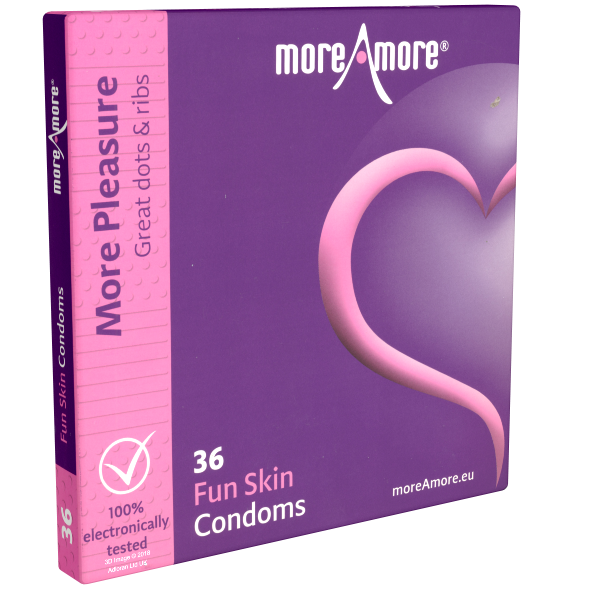 More Amore «Fun Skin» 36 extra wet condoms with ribs and dots