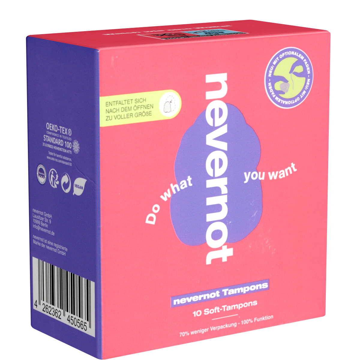 Nevernot «Soft-Tampons» 10 Stück, aus super weichem Schaumstoff, mit optionalem Faden