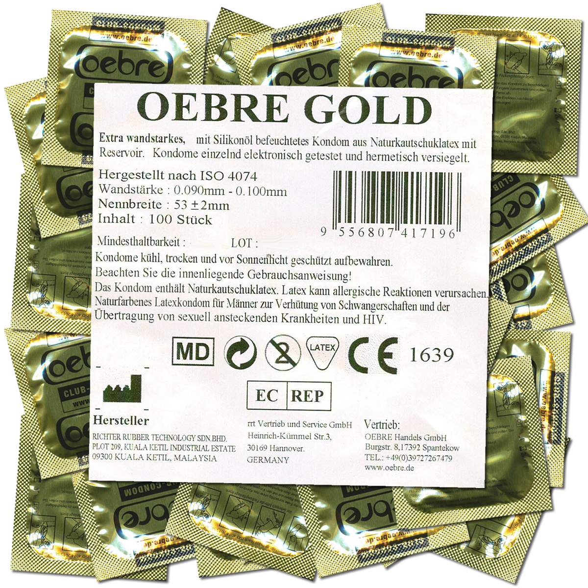 Oebre CLUB-Condom «Gold», 100 extra strong condoms at a permanent super price