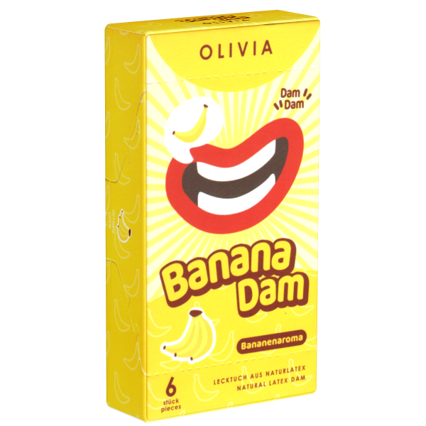 Olivia Dams «Banana» 6 gelbe Lecktücker mit Bananen-Aroma