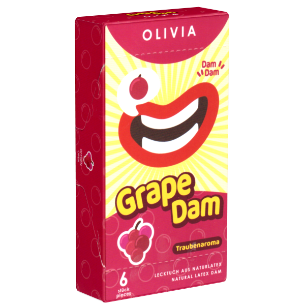 Olivia Dams «Grape» 6 purple latex sheets (dental dams) with grape flavour