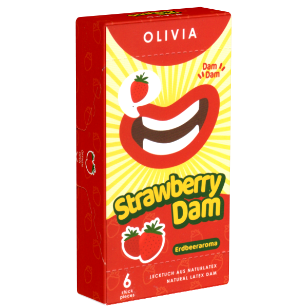 Olivia Dams «Strawberry» 6 rote Lecktücker mit Erdbeer-Aroma